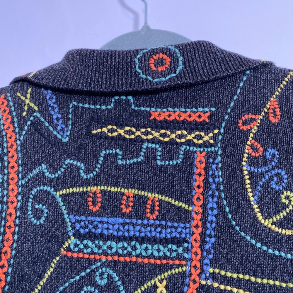 Peruvian Connection Black Jacket with Colorful Em… - image 9